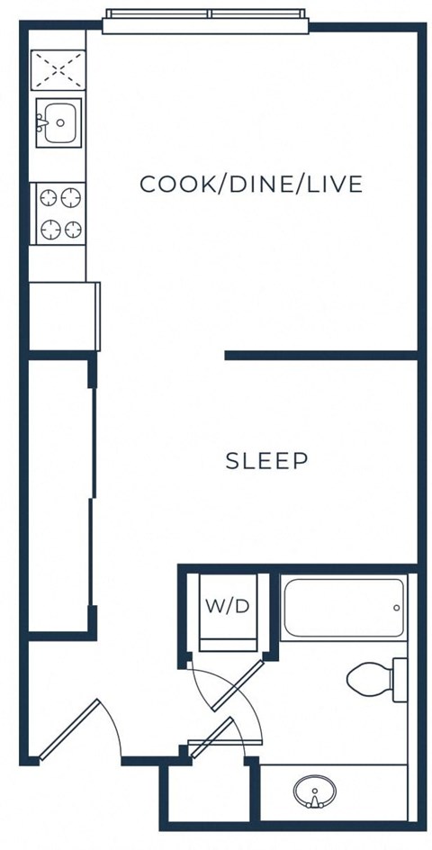 an illustration of a floor plan for a bedroom with a bed and a closet